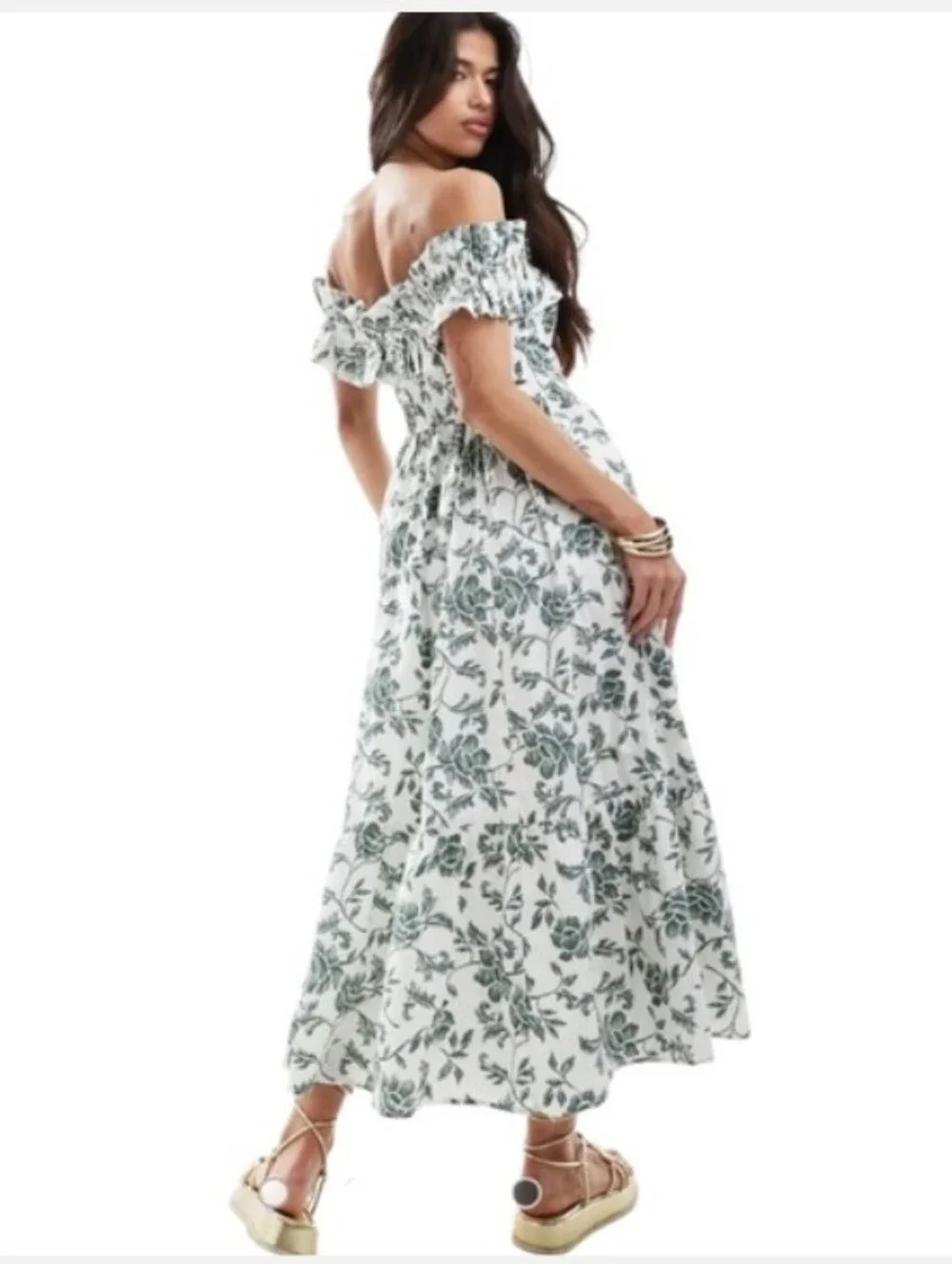 Abercrombie Green Off The Shoulder Dress